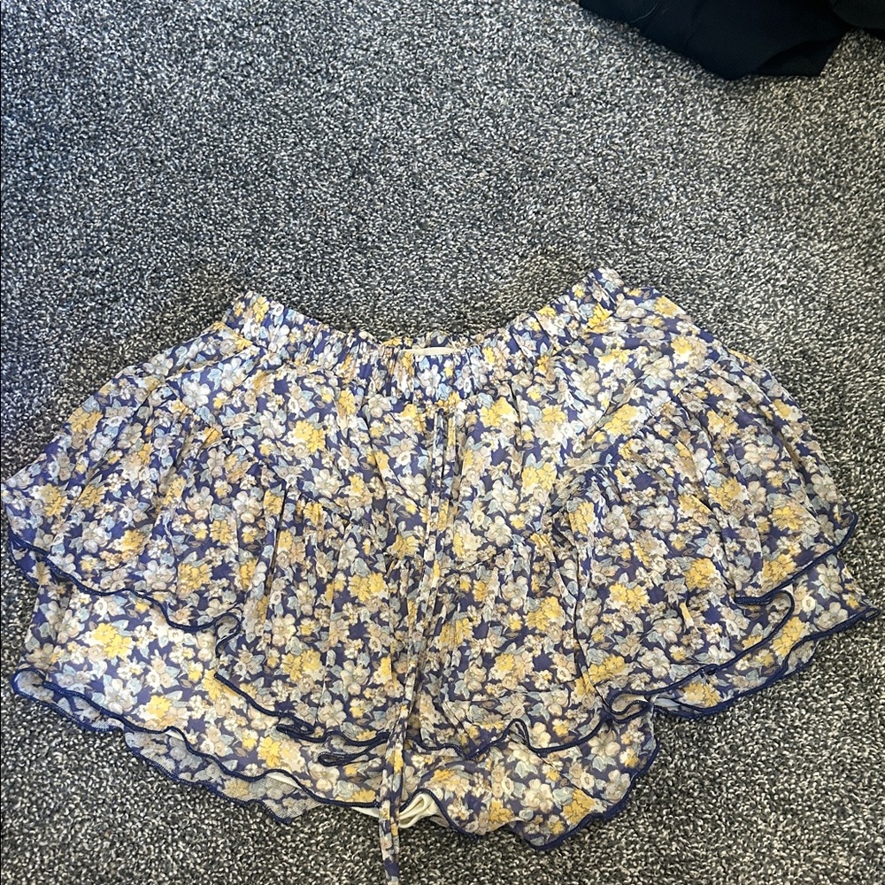 Altar'd State Floral Blue and Yellow Skirt
